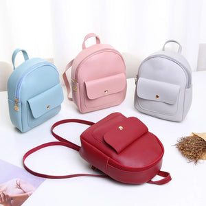 PU Leather Shoulder Bags Multi-Function Backpack Ladies Phone Pouch Pack