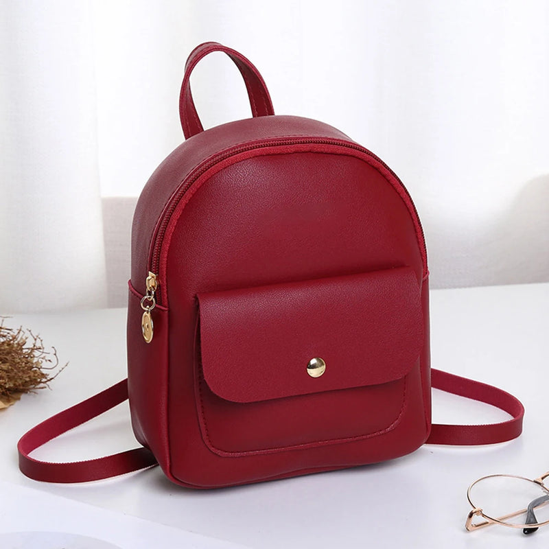 PU Leather Shoulder Bags Multi-Function Backpack Ladies Phone Pouch Pack