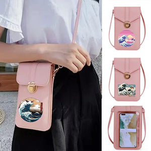 Wave Print Crossbody Phone Bag Coin Purse Waterproof Card Holder Wallet