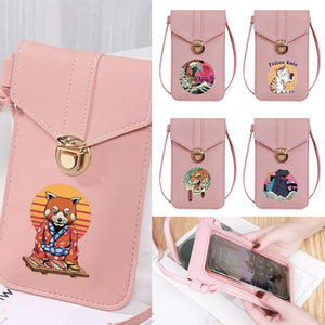 Cat Print Crossbody Bag with Touch Screen Phone Pocket