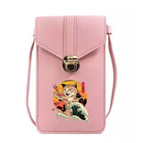 Cat Print Crossbody Bag with Touch Screen Phone Pocket