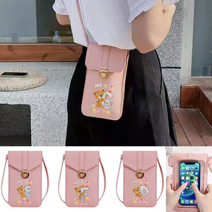 Bear Letter Print Crossbody Mobile Phone Wallet Coin Purse