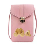 Bear Print Crossbody Bag with Touch Screen Cell Phone Pack