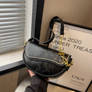 Vintage Saddle Bag Chains Shoulder Bag Crossbody Bags Purses