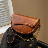 Vintage Saddle Bag Chains Shoulder Bag Crossbody Bags Purses