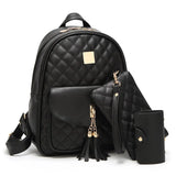 Women's Pu Travel Set Bag Backpack with Clutch Bags