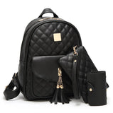 Women's Pu Travel Set Bag Backpack with Clutch Bags