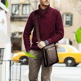 Men's Crossbody Bag Zipper Small Briefcase Business Shoulder Bag