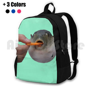 Pufferfish Eating Carrot Outdoor Hiking Backpack Waterproof Camping Travel