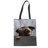 Pug Bulldog Dalmatian Print Casual Tote Shoulder Shopping Bag