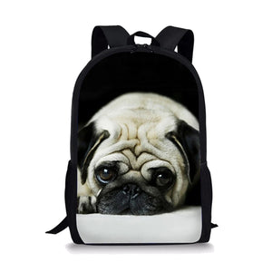 Pug Printing Kids School Bags Soft Children's Backpack