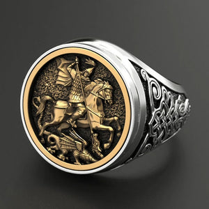 Punk Men's Dual Metal Soldier Dragon Ring Jewelry