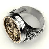 Punk Men's Dual Metal Soldier Dragon Ring Jewelry