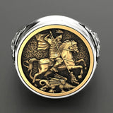 Punk Men's Dual Metal Soldier Dragon Ring Jewelry