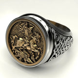 Punk Men's Dual Metal Soldier Dragon Ring Jewelry