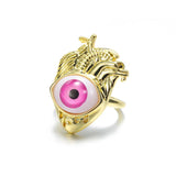 Punk Gothic Enamel Evil Eye Shape Ring Moon Star Hand Heart Eyes Rings Hiphop