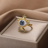 Punk Gothic Enamel Evil Eye Shape Ring Moon Star Hand Heart Eyes Rings Hiphop