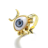 Punk Gothic Enamel Evil Eye Shape Ring Moon Star Hand Heart Eyes Rings Hiphop