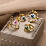 Punk Gothic Enamel Evil Eye Shape Ring Moon Star Hand Heart Eyes Rings Hiphop