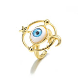 Punk Gothic Enamel Evil Eye Shape Ring Moon Star Hand Heart Eyes Rings Hiphop