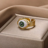 Punk Gothic Enamel Evil Eye Shape Ring Moon Star Hand Heart Eyes Rings Hiphop