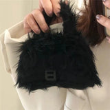 Punk Plush Shoulder Crossbody Bag Female Chain Handbags Small Purse