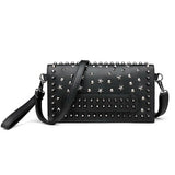 Punk Rock Style Female Evening Clutch Bags Women Rivet Star Shoulder Bag