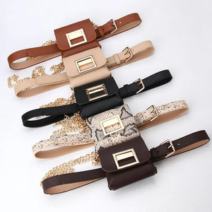 Punk Silver Pin Buckle Strap Belt Shoulder Bag Phone Pouch Waist Bags Women