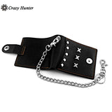 Punk Studded Bifold Leather Wallet With Chain