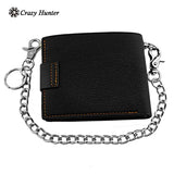 Punk Studded Bifold Leather Wallet With Chain