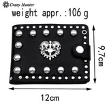 Punk Studded Skull Biker Leather Wallet Mens Clip Chain