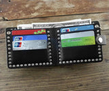 Punk Studded Star Leather Mens Wallet with Safe Chain