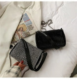 Silver Women Diamonds Tote Bag Rhinestone Shoulder Bags Ladies Clutch Purse