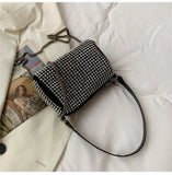 Punk Style Silver Women Diamonds Tote Bag Rhinestone Purse Small Crossbody
