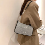 Silver Diamonds Tote Bag Rhinestone Shoulder Clutch Handbag