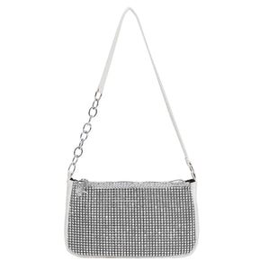 Silver Diamonds Tote Bag Rhinestone Shoulder Clutch Handbag
