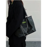Punk Style Chains Women Shoulder Bags High Large Capacity College Student Tote B