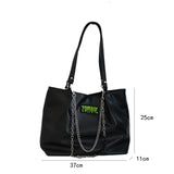 Punk Style Chains Women Shoulder Bags High Large Capacity College Student Tote B