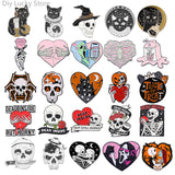 Punk Style Enamel Lapel Pins Set, Halloween Cat Head Compass Wizard Hat Backpack