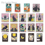Punk Style Tarot Series Pin Set Skull Paint Moon Sun Star Backpack Accessory