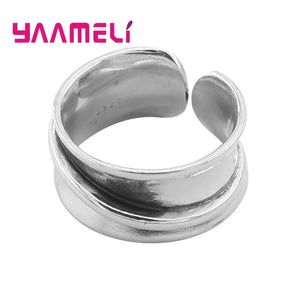 Punk Wide Band Ring 925 Sterling Silver Resizable Bague Statement Jewelry