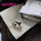 Punk Wide Band Ring 925 Sterling Silver Resizable Bague Statement Jewelry