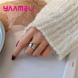 Punk Wide Band Ring 925 Sterling Silver Resizable Bague Statement Jewelry
