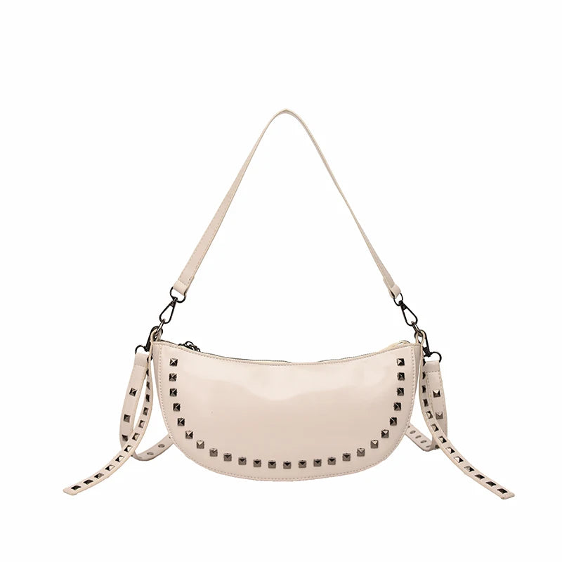 Punk Shoulder Bags For Women Rivet Handbag Vintage Crossbody Bag