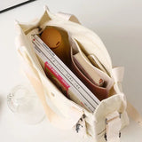 Casual Tote Portable College Girls Student Shoulder Bag Canvas Crossbody
