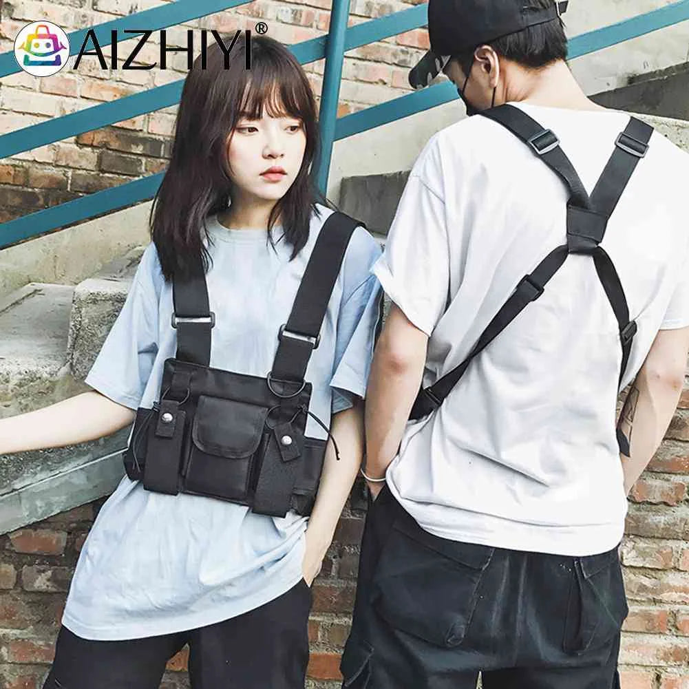 Adjustable Unisex Nylon Waistcoat with Mobile Phone Bag Pair