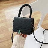 Women Leather Mini Shoulder Handbags Lady Stone Pattern Casual Tote