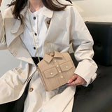 High-quality Leather Women Bag Retro Rivets Satchel
