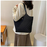 Large Capacity Quilted Shopper Bag Shoulder Handbag Women Padded Tote