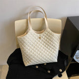 Large Capacity Quilted Shopper Bag Shoulder Handbag Women Padded Tote